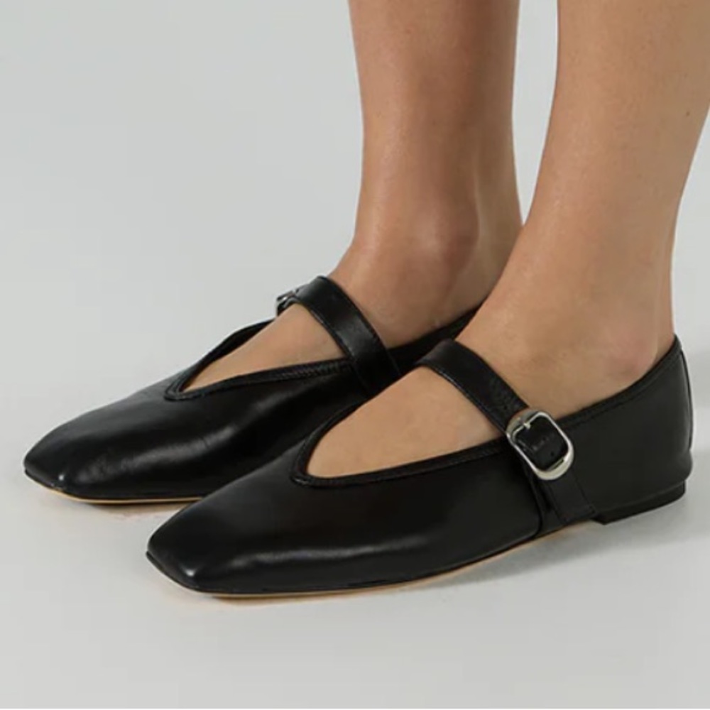 Tony Bianco Black Mary Jane Leather Flats